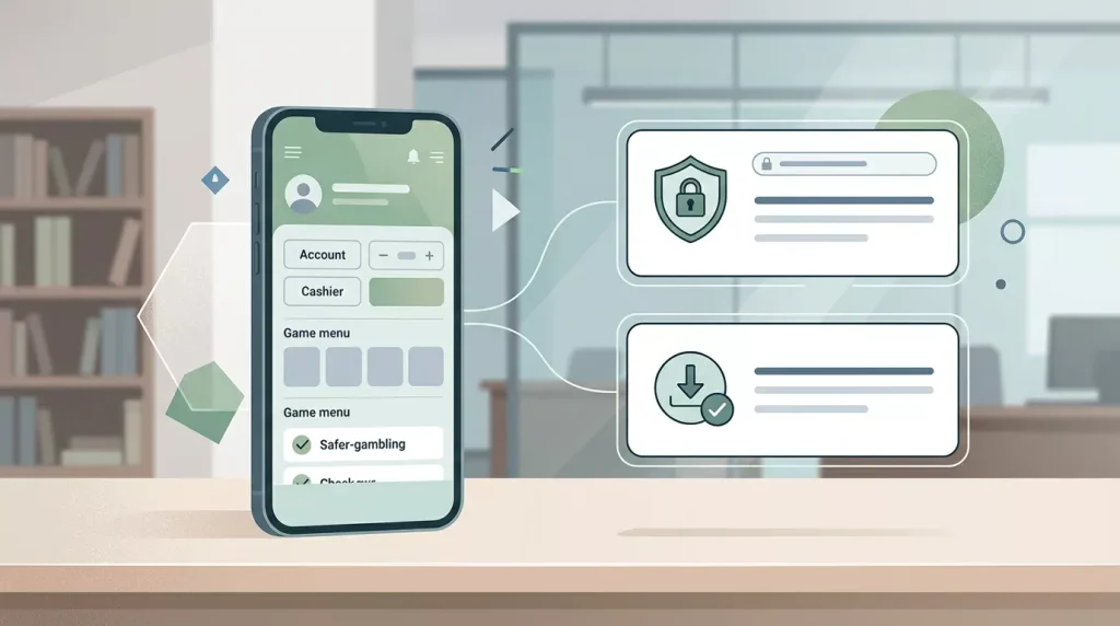 Illustration comparing a mobile browser checklist with an app-source safety checklist